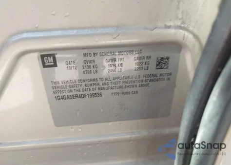 2013 Buick Lacrosse из США, поврежденный, VIN 1G4GA5ER4DF199536